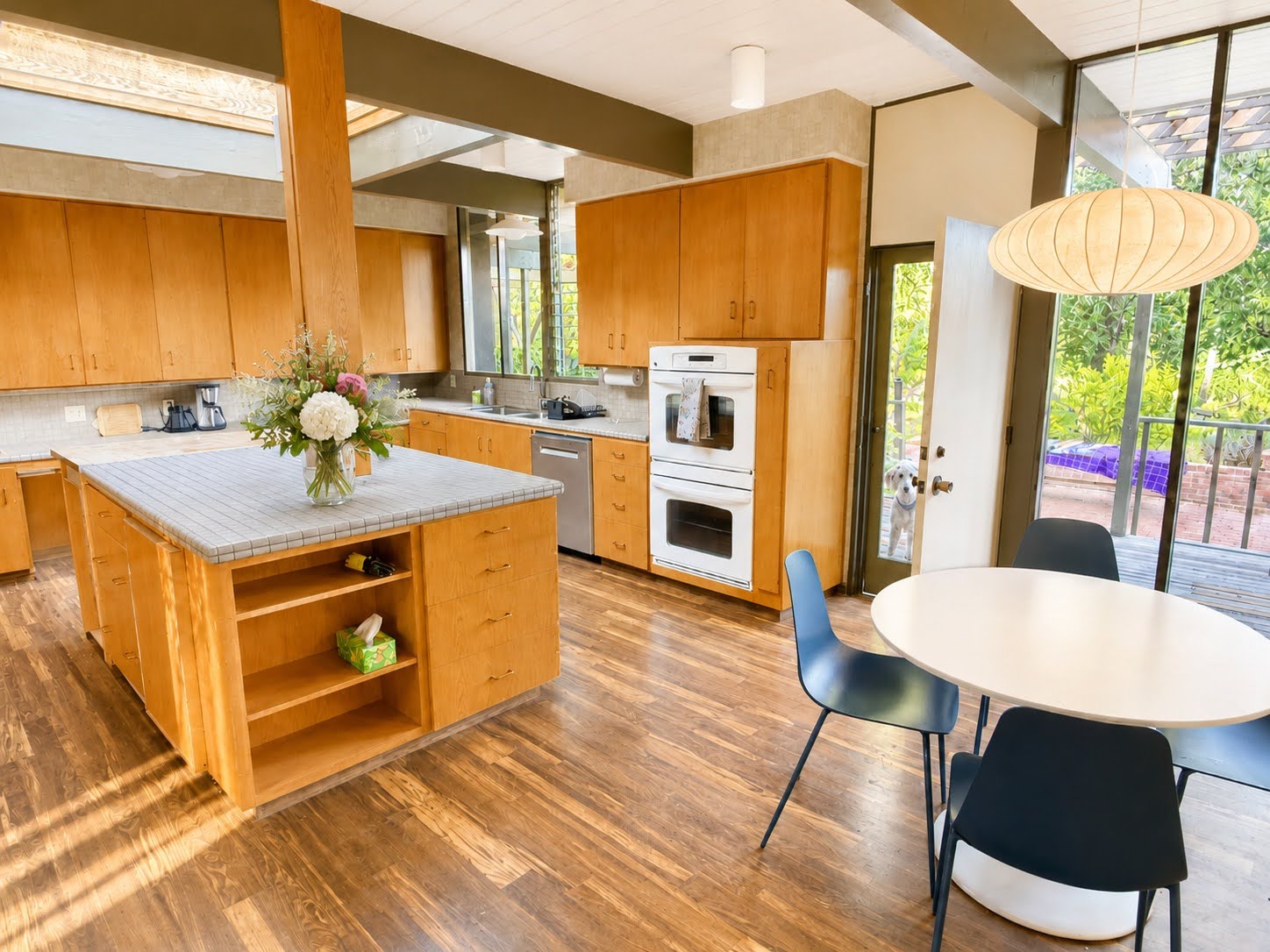 Kitchen with original wood cabinetry
